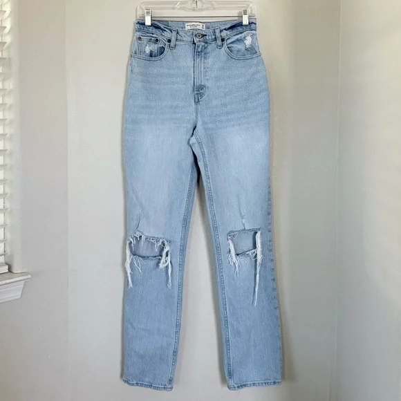 ABERCROMBIE & FITCH 28 Long 6 4 Curve Love 90s Straight Ultra High Rise Jeans - Picture 2 of 12